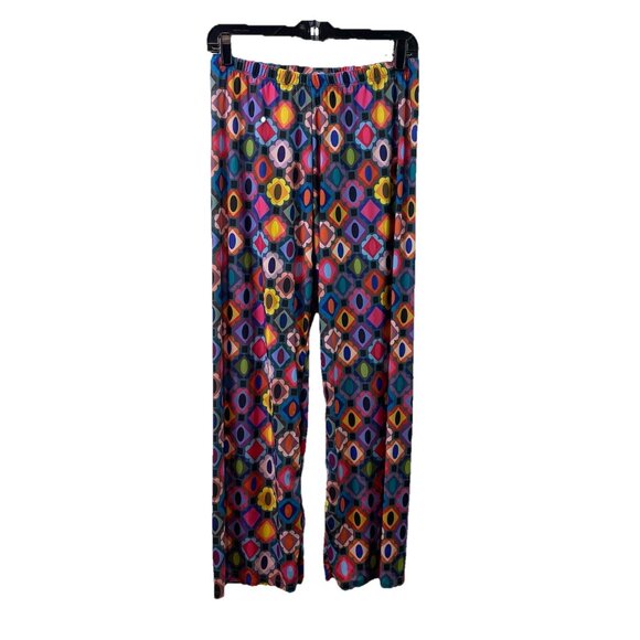 Lesley Evers Womens Pants Cropped Straight Leg Floral Colorful Hippie Artsy Sz M - Picture 1 of 9